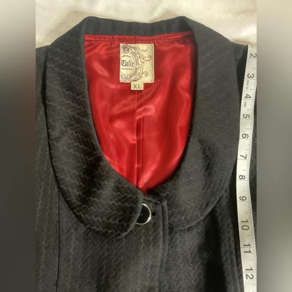 Tulle Anthropologie Small Black Jacket Womens Chic Demure Fitted Blazer Fall Red - Picture 3 of 16